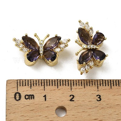 Латунные микро проложить кубического циркония бусы KK-B142-30G-1