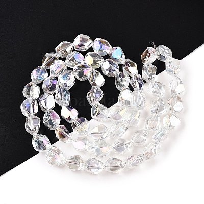 Стеклянные бусины с гальваническим покрытием  EGLA-T021-10B-1