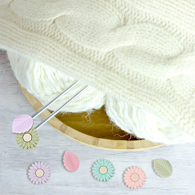 Колпачки для игл из пищевого экологически чистого силикона «Маргаритка и лист» DIY-DC0002-23-1