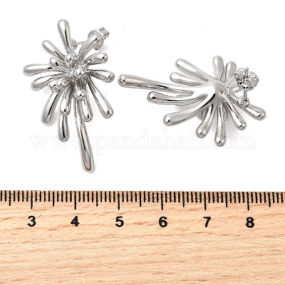 Серьги-гвоздики в виде цветка из латуни EJEW-H171-02B-P-1