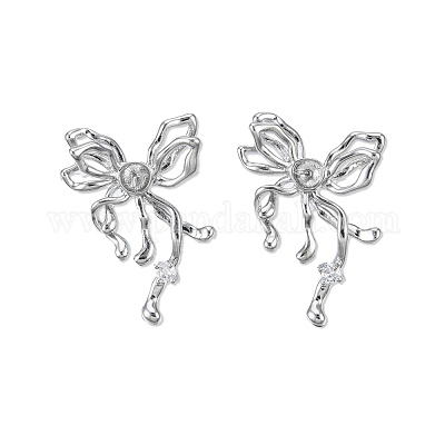 Фурнитура для серег-гвоздиков из латуни с паве из прозрачного кубического циркония KK-N232-438P-B-1