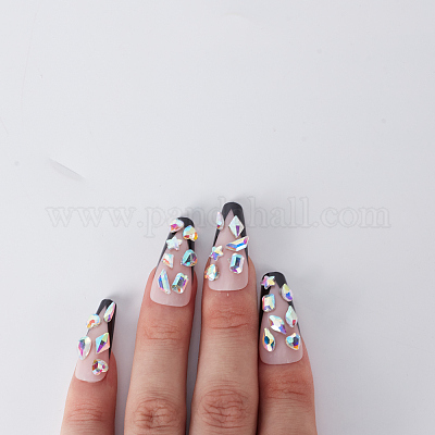 Кабошоны со стеклянными стразами с плоской задней стороной MRMJ-WH0077-076-1