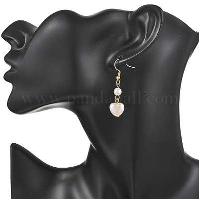 Серьги-подвески в форме сердца из АБС-пластика с имитацией жемчуга EJEW-JE06772-1