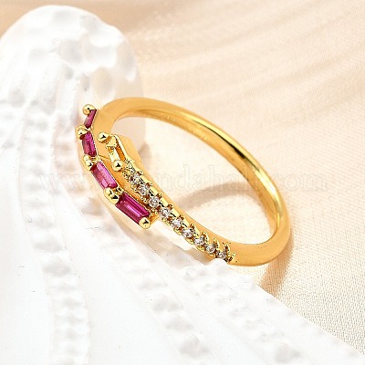 Манжеты из латуни с микро паве кубический цирконий для женщин RJEW-H247-03G-1