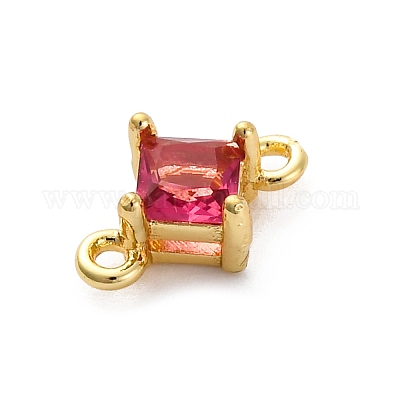 Подвески-коннекторы из латуни с кубическим цирконием в форме ромба KK-F894-12G-1