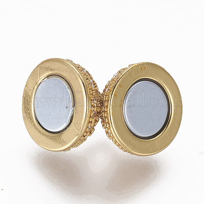 Магнитные застежки из латуни с цирконием и микропаве с петлями ZIRC-L082-C-01-G-1