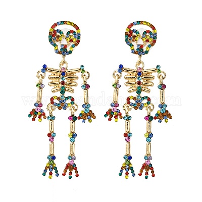 Серьги-гвоздики в форме скелета из сплава EJEW-Z142-02G-1