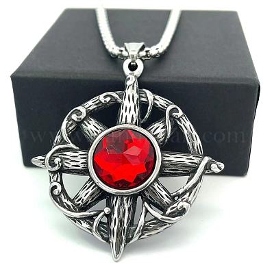 Хип-хоп панк нержавеющая сталь красные ожерелья с подвеской от сглаза DW3700-1