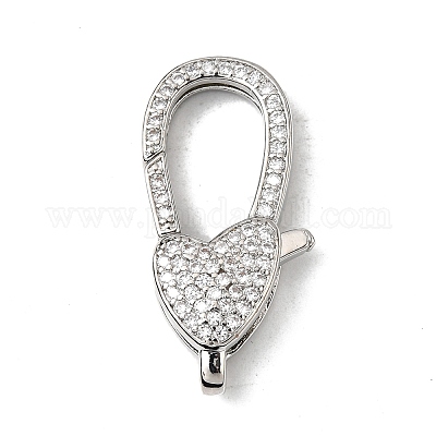 Застежки-клешни из прозрачной латуни с кубическим цирконием KK-Z078-46B-P-1