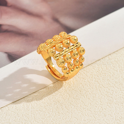 Полые геометрические регулируемые латунные кольца для женщин KQ6993-1
