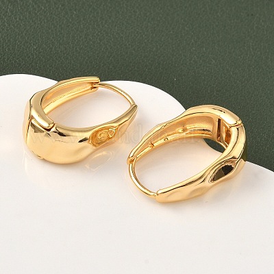 Латунные овальные серьги-кольца EJEW-D337-13G-1
