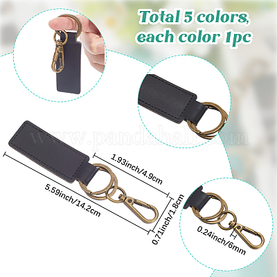 5шт 5 цвета прямоугольный брелок из искусственной кожи KEYC-SC0001-61-1