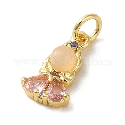 Латунные подвески из цветного стекла с микропаве и кубическим цирконием X-KK-R162-026I-G-1