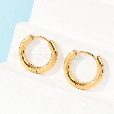 Серьги-кольца Huggie Hoop из нержавеющей стали 304 с ионным покрытием (IP) EJEW-O087-06B-1