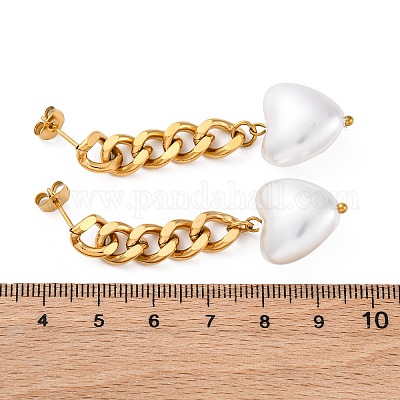 Серьги-гвоздики в форме сердца из нержавеющей стали 304 EJEW-Z082-01G-1