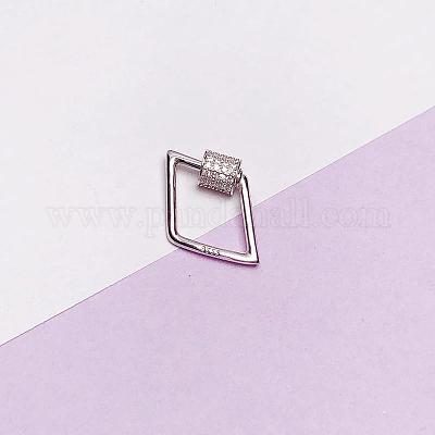 925 застежка-карабин из стерлингового серебра с микропаве из прозрачного кубического циркония STER-NH0008-01B-P-1