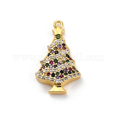 Рождественская серия латунные подвески с микропаве из кубического циркония KK-Q010-01G-05-1