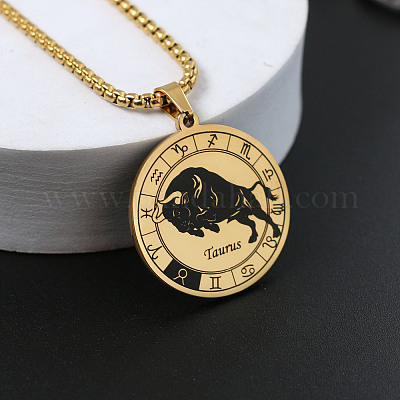Плоские круглые ожерелья с подвеской из нержавеющей стали в виде созвездия 201 WG10AD9-02-1