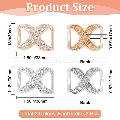 4 шт. 2-цветные пряжки-банты со стразами из сплава с угловыми узлами FIND-GF0005-32-1