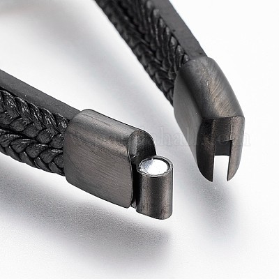 Плетеные многожильные браслеты из микрофибры и искусственной кожи BJEW-K206-H-01B-1