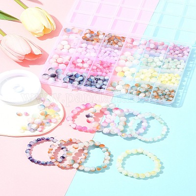 648 шт. 24 вида стеклянных бусин с эффектом кракле DGLA-FS0001-12-1