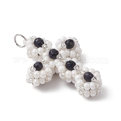 Подвески-кресты из стеклянного бисера PALLOY-MZ00642-03-1