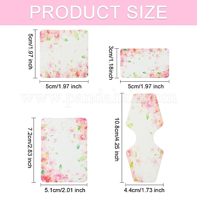 120 шт. 4 стиля цветочных напечатанных белых картонных карточек для демонстрации ожерелий и сережек CDIS-YW0001-14-1