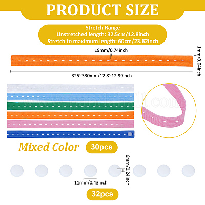 30 pz elastici per asole con bottone in plastica&nbsp;OCOR-WH0077-082-1