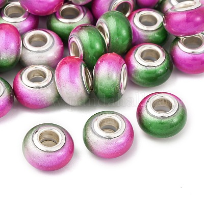 Двухцветные непрозрачные европейские бусины-рондель из смолы RESI-Z046-02A-1