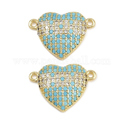 Подвески-сердечки с микропаве из латуни и кубическим цирконием KK-C114-26A-G-1