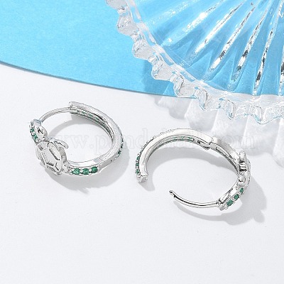 Латунные кубических серьги циркония обруч EJEW-Q014-05P-1