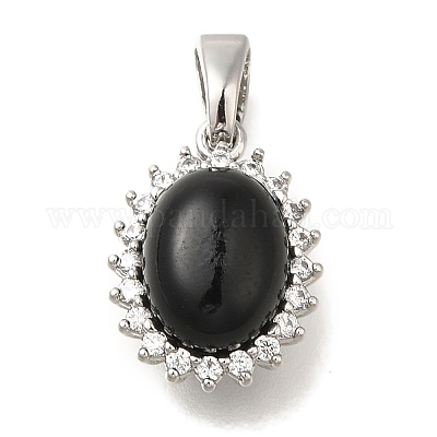 Подвески из латуни микропаве с фианитами и стеклом KK-K388-33P-1