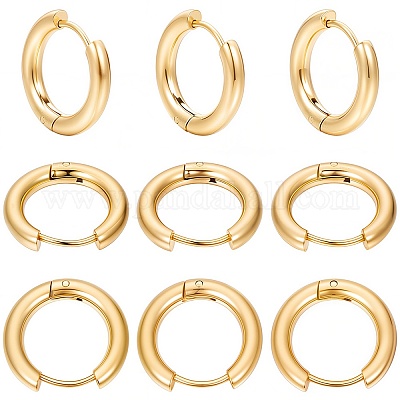 12 пара серег-колец Huggie Hoop из нержавеющей стали 202 со штифтами из хирургической нержавеющей стали 316 EJEW-SC0001-40G-1