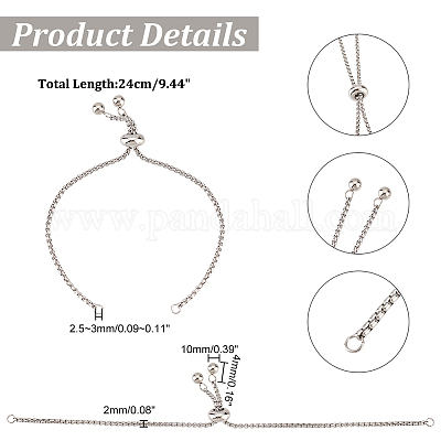 Half-finished Cord Bracelet With Sliding Slider Stopper Beads,adjustable  Connector for Diy Jewelry Making Findings 10pcs 