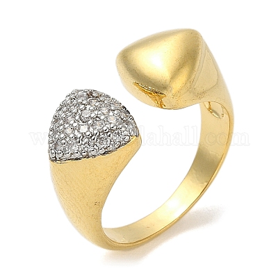 Кольца-манжеты для пальцев из латуни с микропаве из кубического циркония для женщин RJEW-C114-16E-G-1