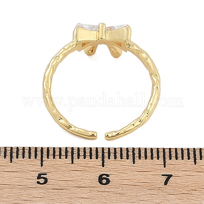 Кольца-манжеты из латуни с микро-паве и прозрачным циркониевым покрытием для женщин RJEW-M028-55G-1