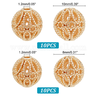 20 шт. 2-х видов латунных полых бусин KK-PH0009-41-1