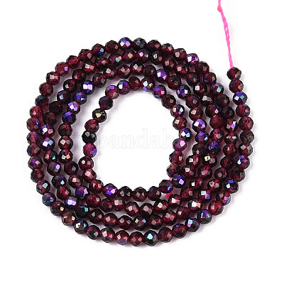Нити из натуральных гранатовых бусин с покрытием цвета AB G-T144-A07-01-1