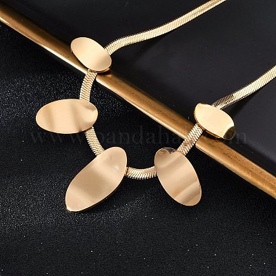 Овальные нагрудные ожерелья из нержавеющей стали 304 NJEW-R026-29G-1