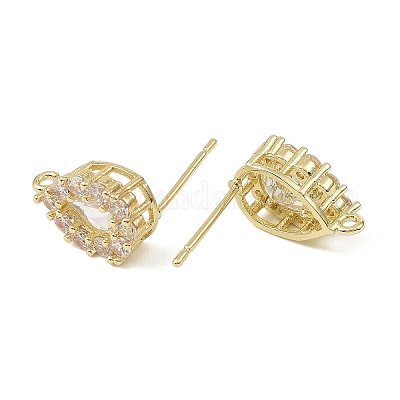 Фурнитура для сережек-гвоздиков из латуни с микропаве из прозрачного кубического циркония KK-C107-13G-1