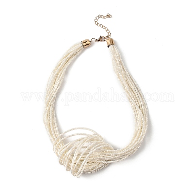 Многорядные ожерелья из стеклянных бусин в стиле бохо NJEW-H063-02G-1