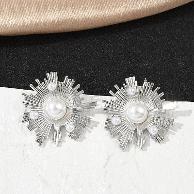 Серьги-гвоздики из латуни из АБС-пластика с искусственным жемчугом EJEW-M082-06P-1