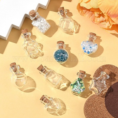10 шт. 5 стиля прозрачной стеклянной бутылки для контейнеров для бусин AJEW-YW0001-47-1