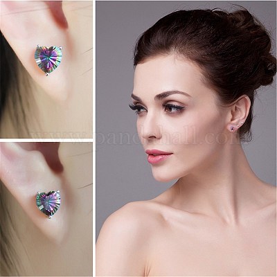 Латунь горный хрусталь серьги EJEW-BB64065-A-1