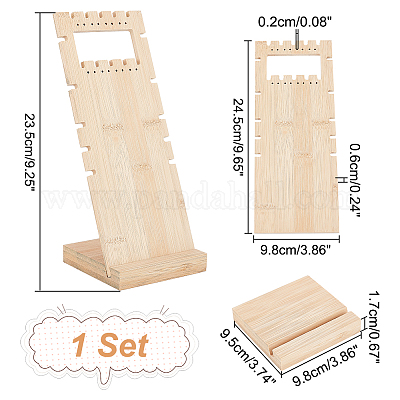 Подставки для ювелирных изделий из дерева с 16 отверстием и 2 рядами EDIS-WH0016-007B-1