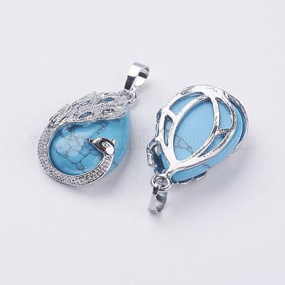 Синтетические бирюзовые подвески G-E442-04A-1