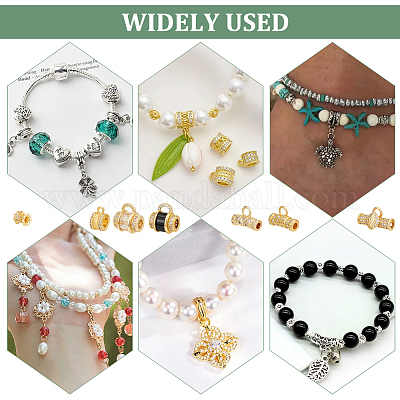 7 шт. 7 стиля латунных трубчатых дужек с микропаве из кубического циркония KK-PH0013-24-1