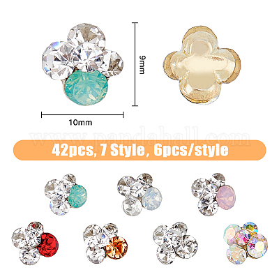 42 шт. 7-х цветные кабошоны из сплава со стразами MRMJ-HY0001-01-1