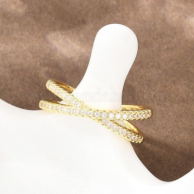 Латунные микро проложить пальцев кольца кубического циркония&nbsp;RJEW-D340-01G-01-1