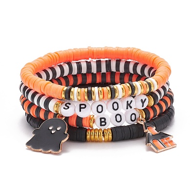 Perles D'Halloween En Argile Polymère - 100 Pièces - Thème Citrouille, Fantôme, Araignée - Pour Bijoux DIY, Bracelets, Colliers